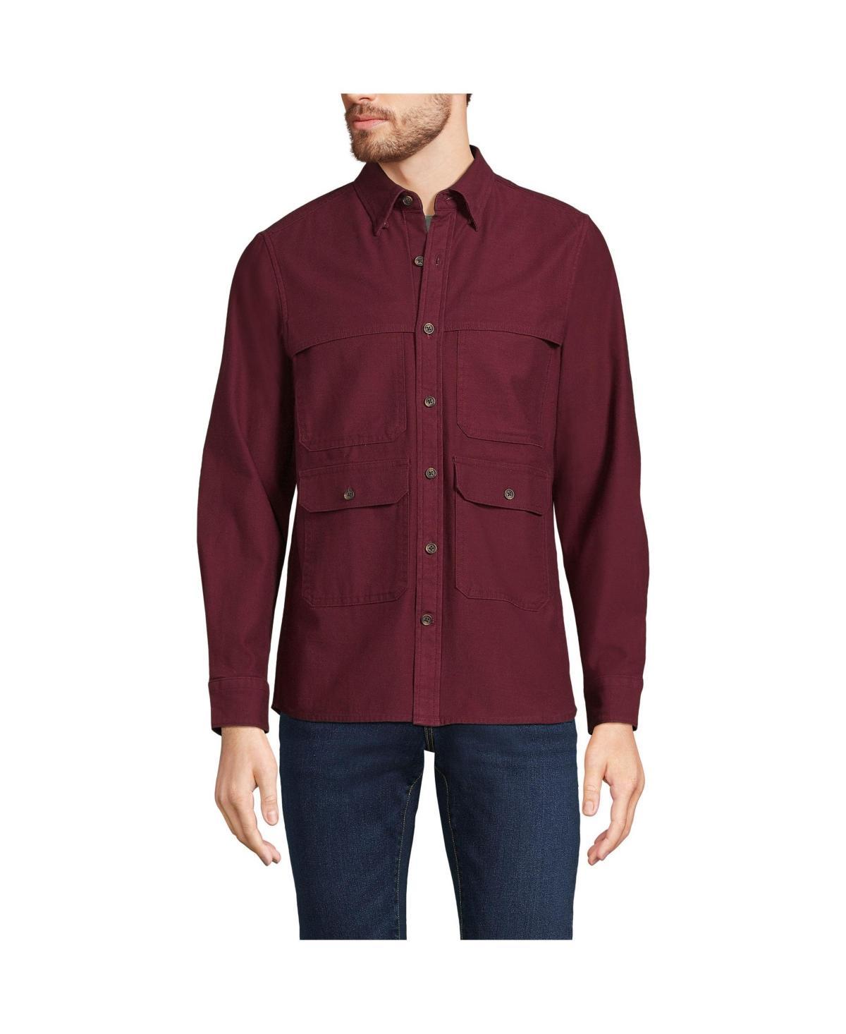 Mens Lands End Textured Twill Utility Long Sleeve Shirt Product Image