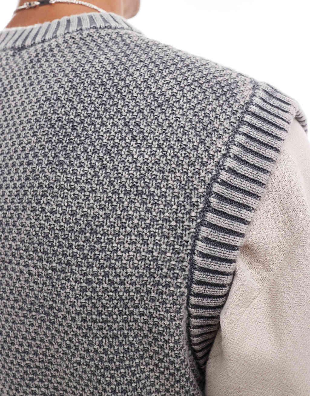 Bershka boxy knitted vest in washed gray  Product Image