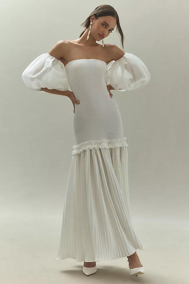 L'IDÉE Belle Detachable Organza Sleeve Drop-Waist Maxi Dress Product Image