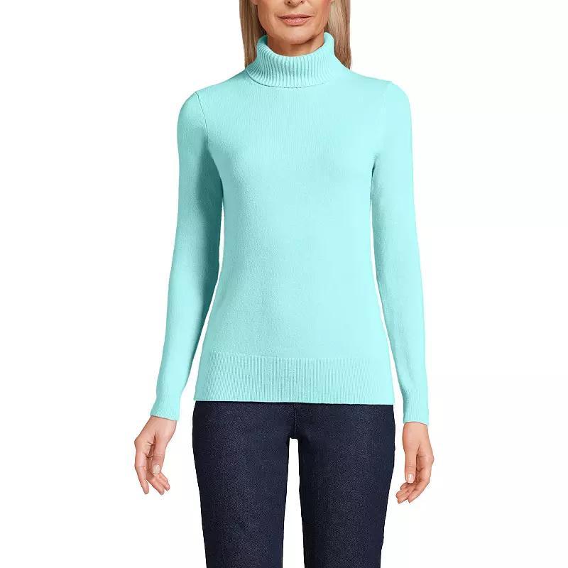 Womens Lands End Turtleneck Cashmere Sweater Pale Blue Ice Product Image