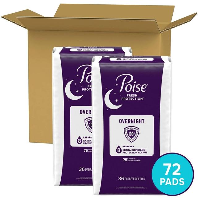 Poise Postpartum Incontinence Bladder Control Pads for Women - Overnight Absorbency - 72ct Product Image