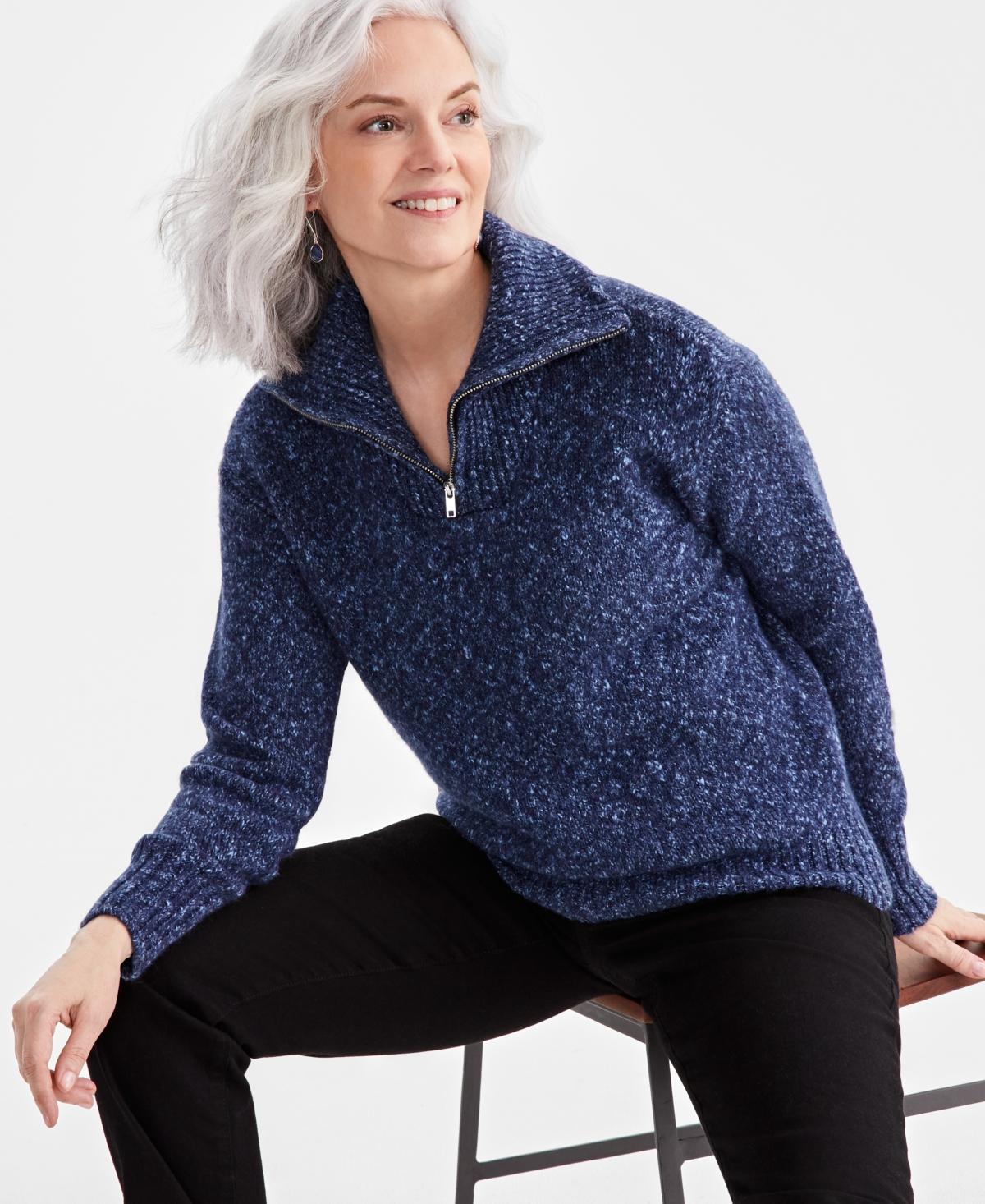 Style & Co Womens Funnel-Neck Zip-Up Sweater, Created for Macys Product Image