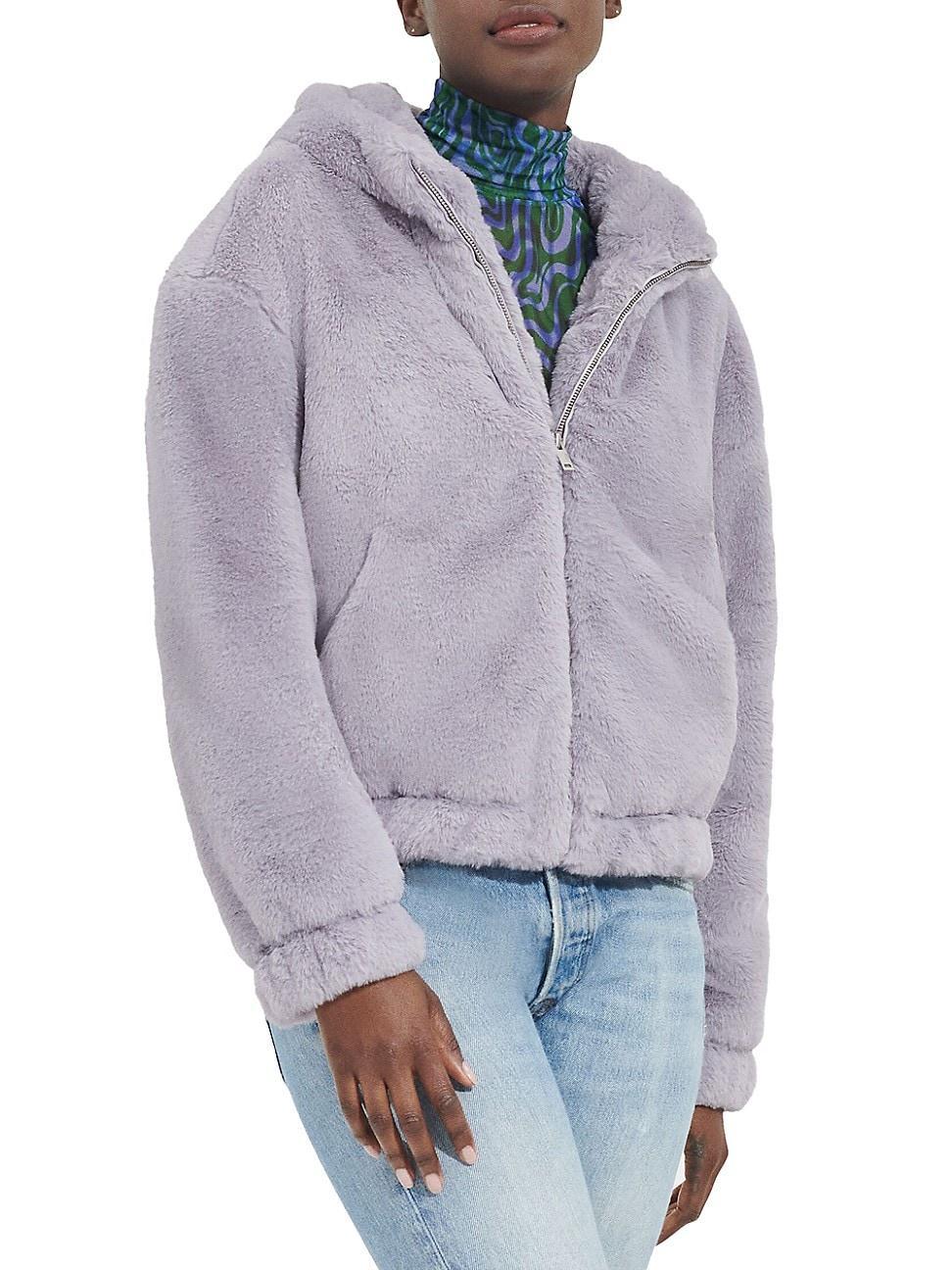 Womens Mandy Faux Fur Zip-Front Hoodie Product Image