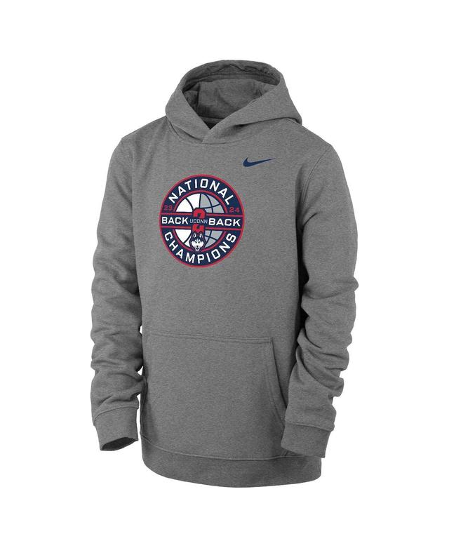 Nike Big Boys and Girls Gray UConn Huskies Back-To-Back Ncaa Mens Basketball National Champions Pullover Hoodie Product Image