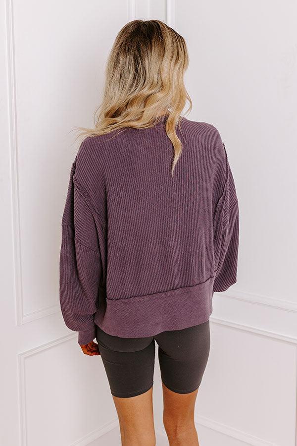 Cedar Creek Waffle Knit Top in Purple Product Image