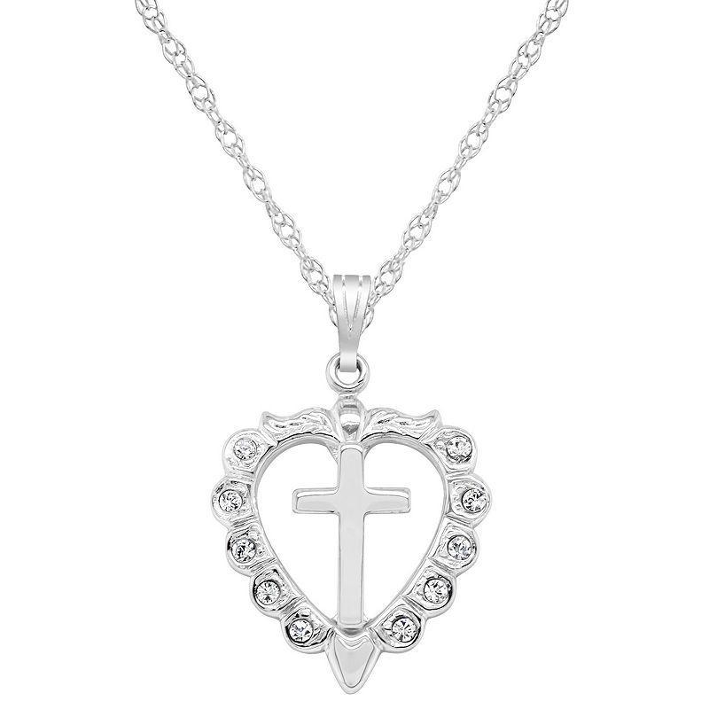 14k Gold Over Silver Heart Cross Pendant, Womens Sterling Silver Product Image