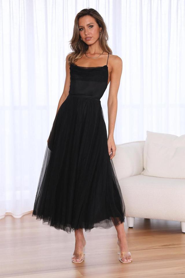 Signal My Way Tulle Midi Dress Black Product Image