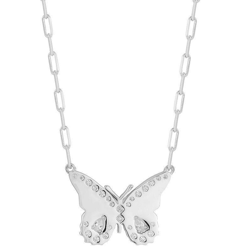 Sunkissed Sterling Sterling Silver Cubic Zirconia Butterfly Necklace, Womens Silver Tone Product Image