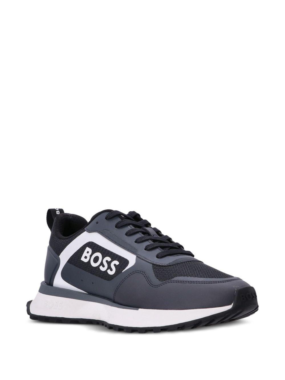 HUGO BOSS Logo-print Mesh Sneakers In Blue Product Image