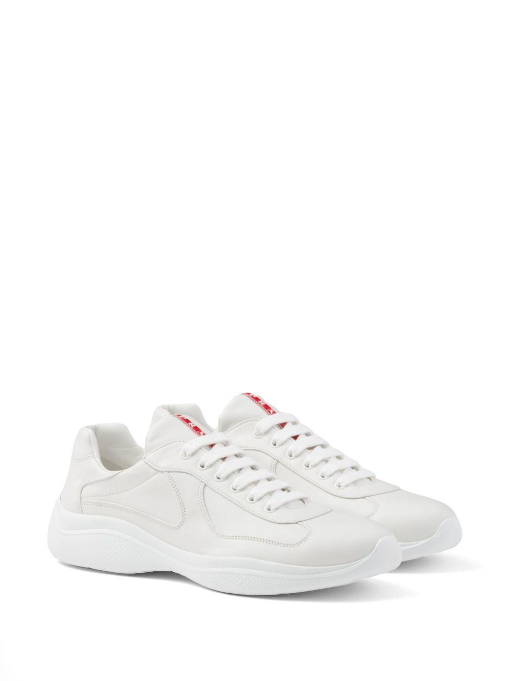 PRADA Men's America's Cup Nappa Leather Sneakers In White Product Image