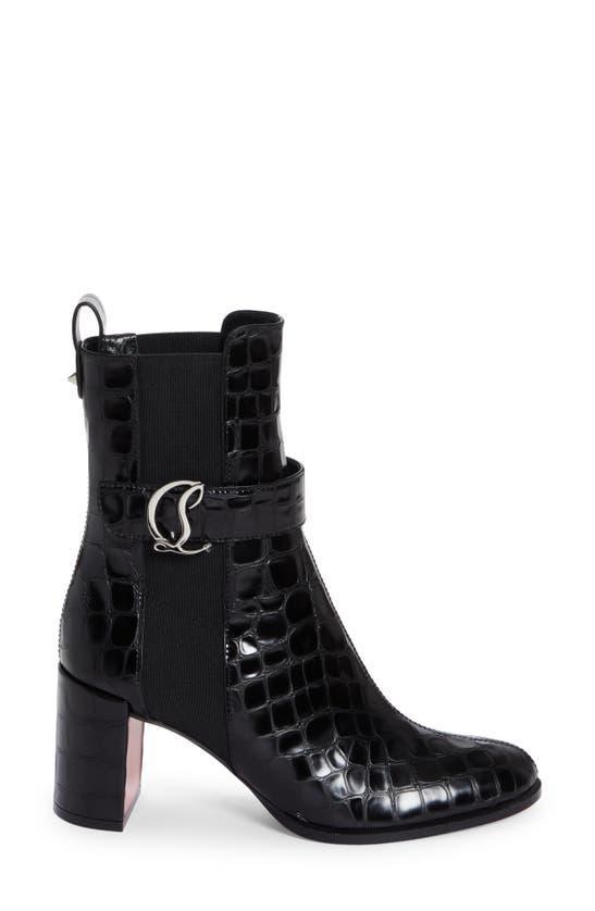 CHRISTIAN LOUBOUTIN Croc Embossed Chelsea Boot In Black Product Image