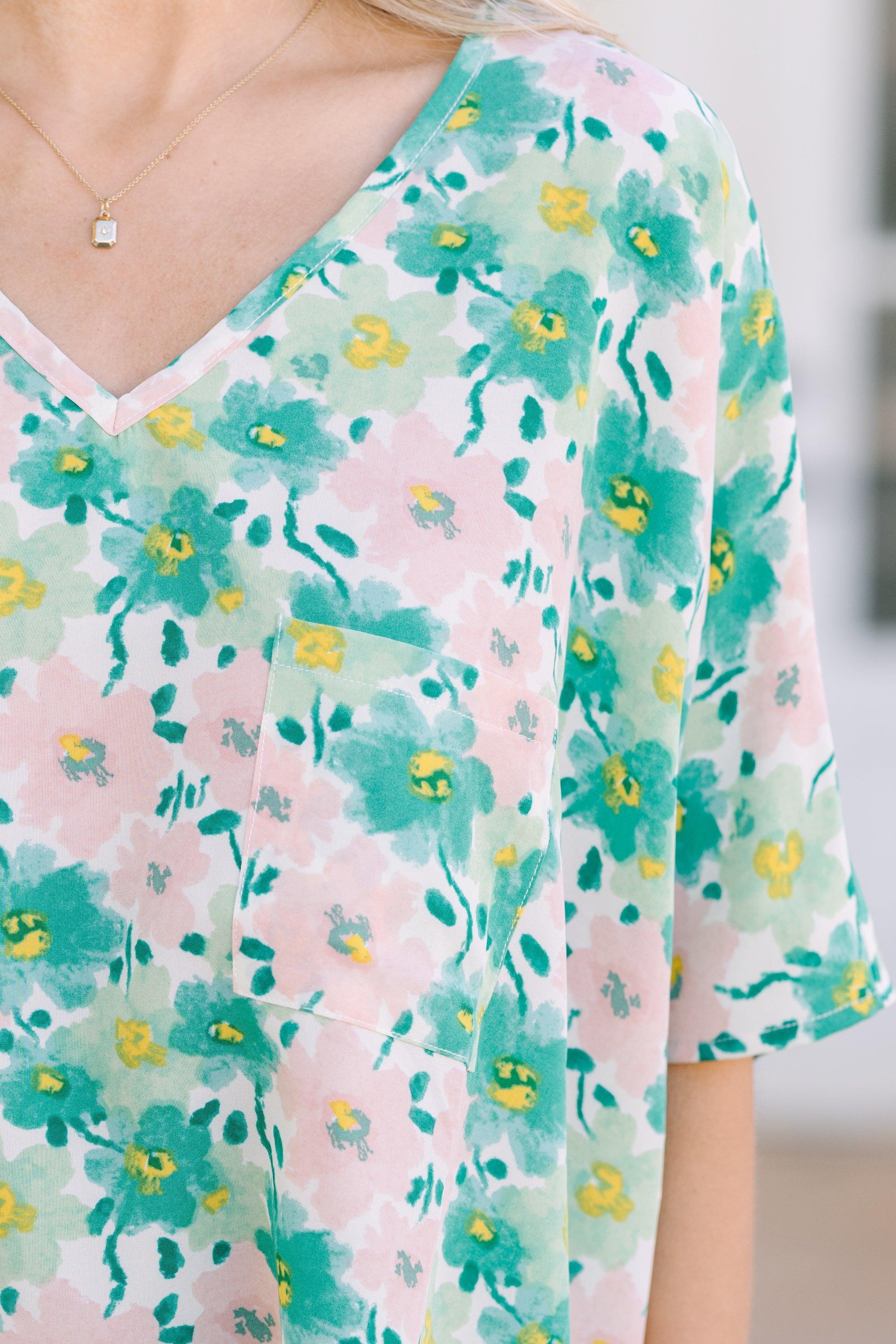 Couldn't Be Better Green Floral Top Female Product Image