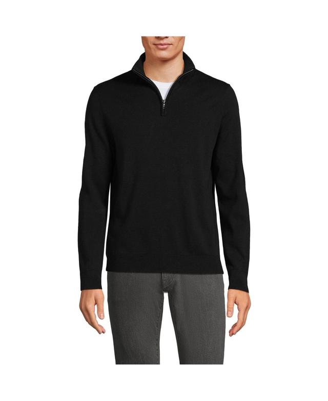 Lands End Mens Long Sleeve Fine Gauge Cotton Quarter Zip Sweater Product Image