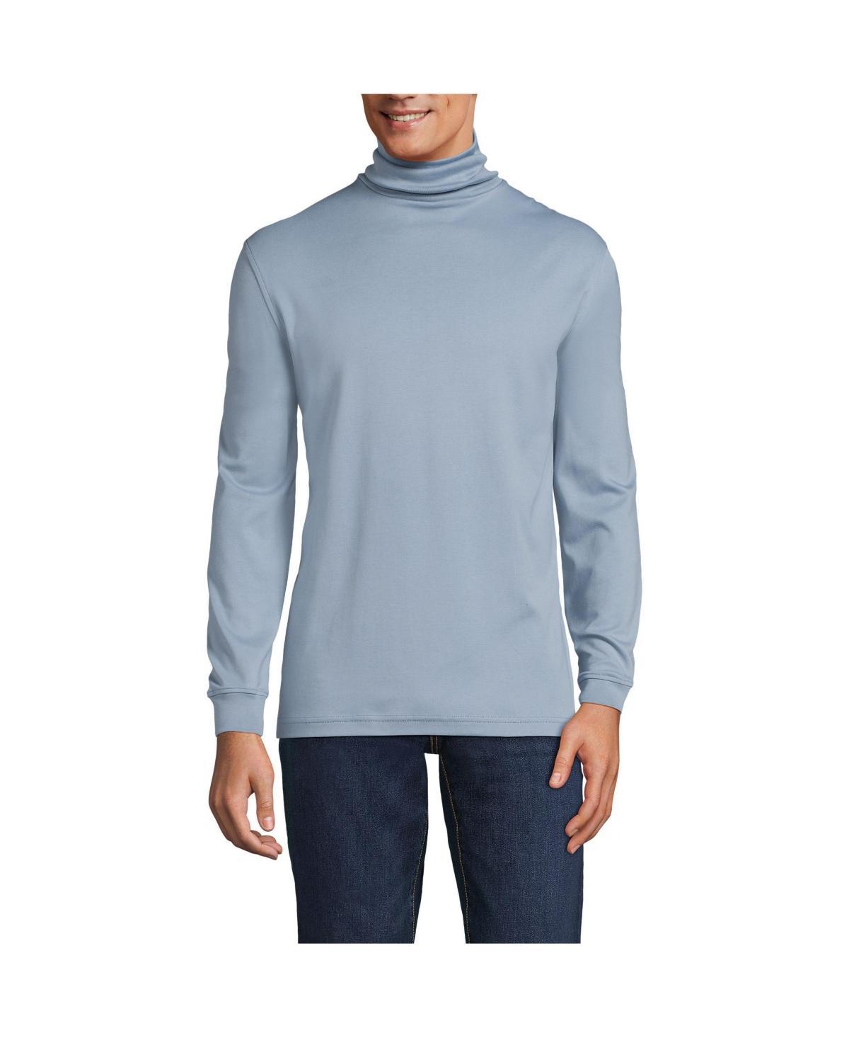 Mens Lands End Super Soft Supima Turtleneck Pale Grey Blue Product Image