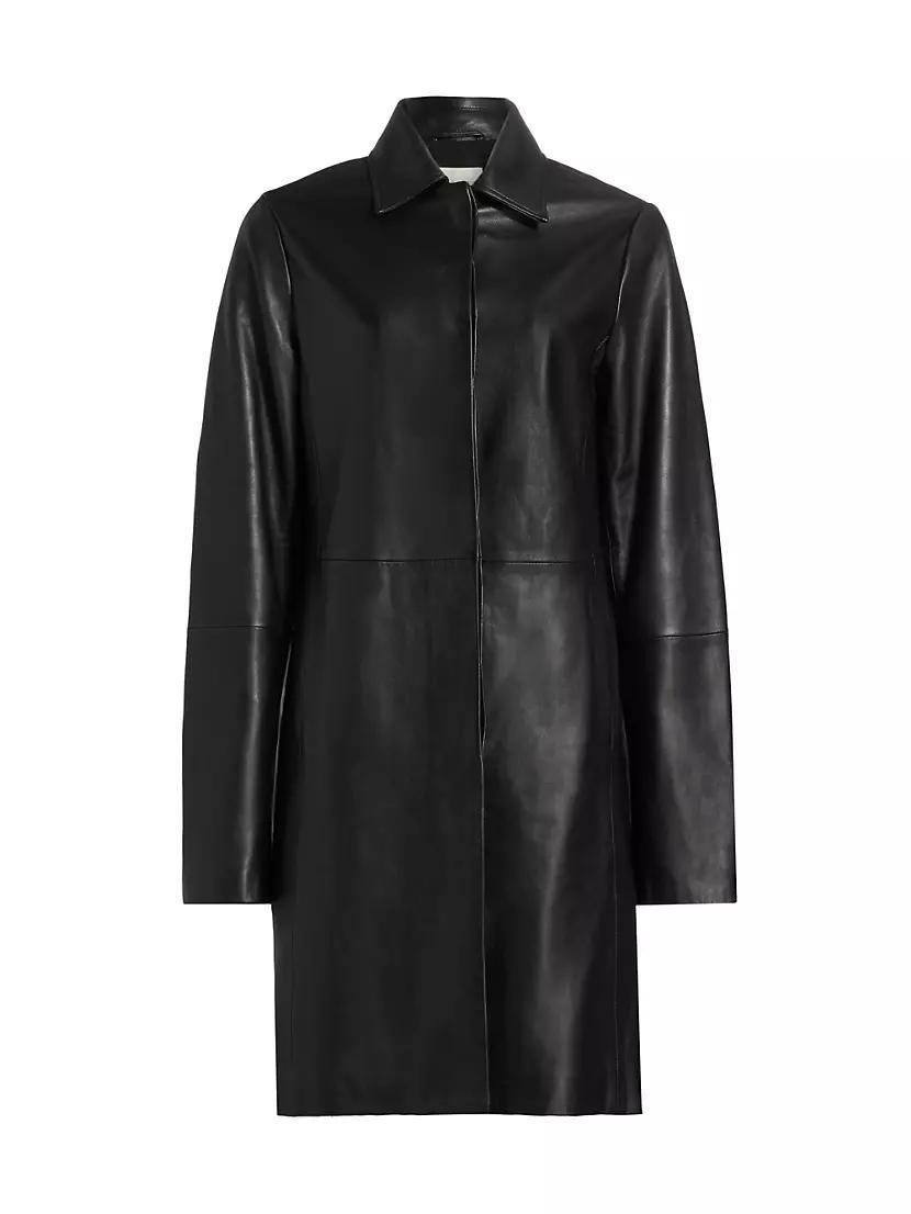 Leather Knee-Length Coat Product Image