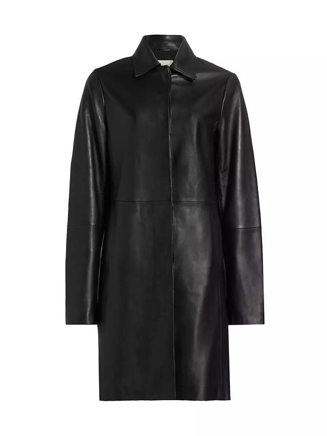 Leather Knee-Length Coat Product Image