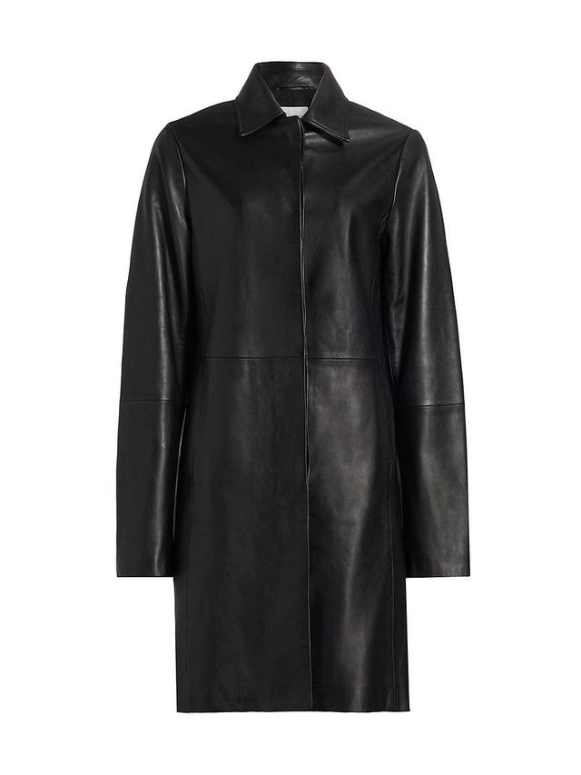 Womens Leather Knee-Length Coat Product Image