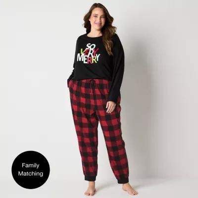 North Pole Trading Co. Womens Plus Microfleece Crew Neck Long Sleeve 2-pc. Pant Pajama Set Product Image