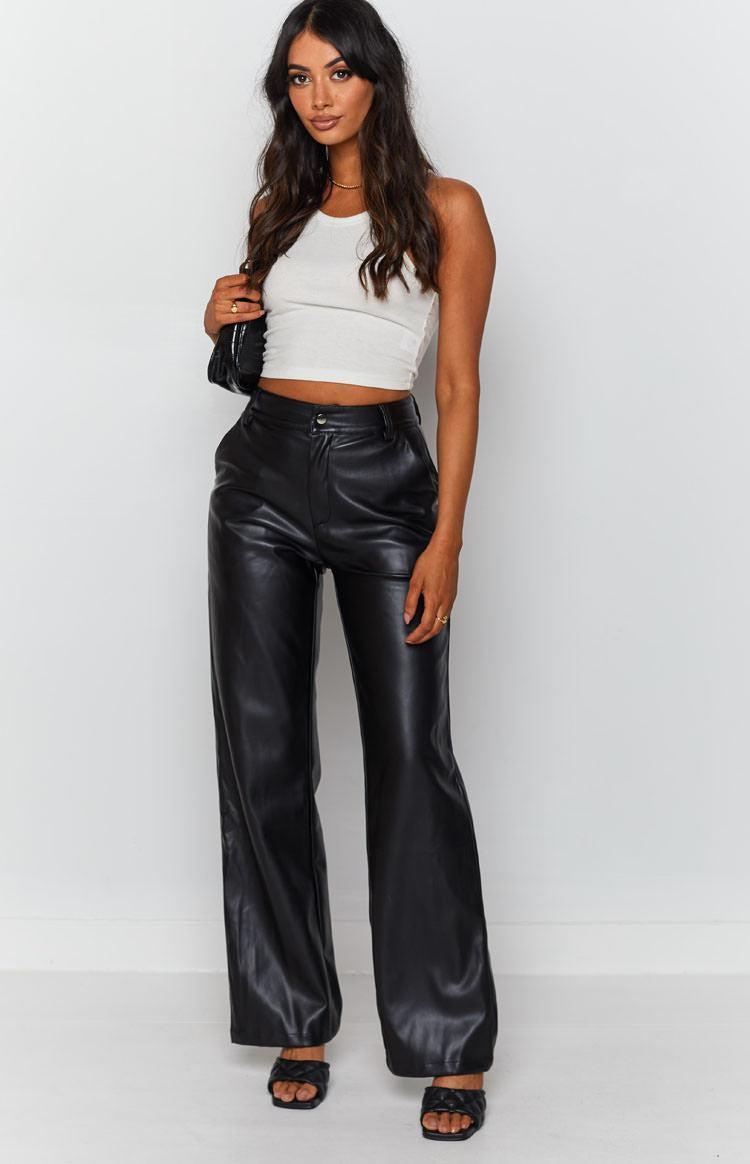 Cool Shade PU Pants Black Product Image