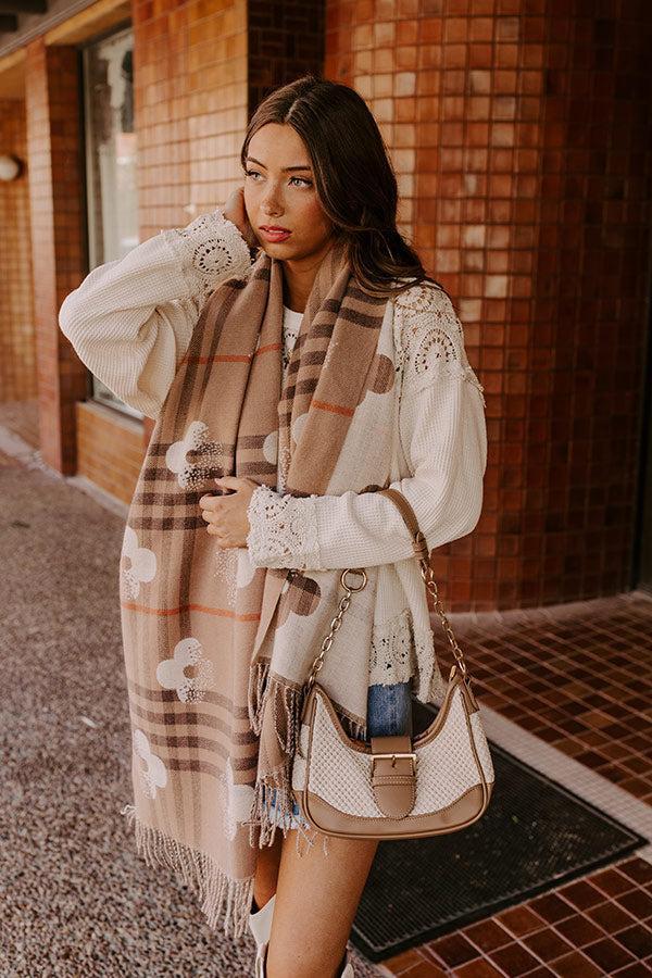 Paris Mornings Plaid Scarf in Warm Taupe product image