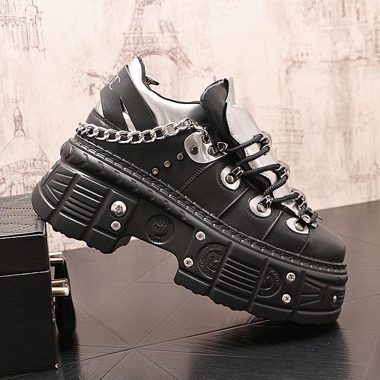 Studded Chain Detail Platform Sneakers Product Image