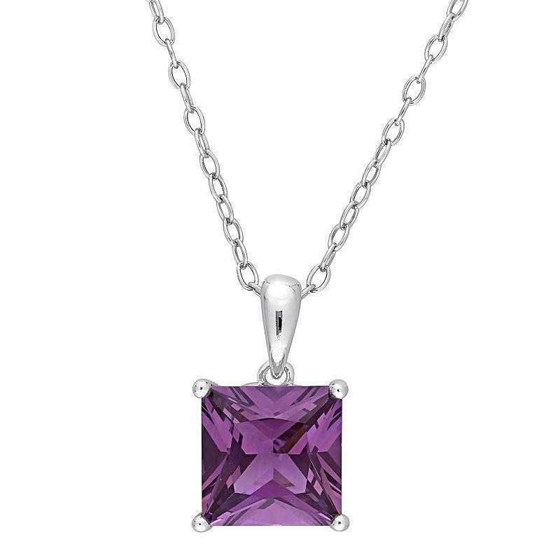 Stella Grace Sterling Silver & Gemstone Stud Pendant Necklace, Womens Simulated Alexandrite Product Image