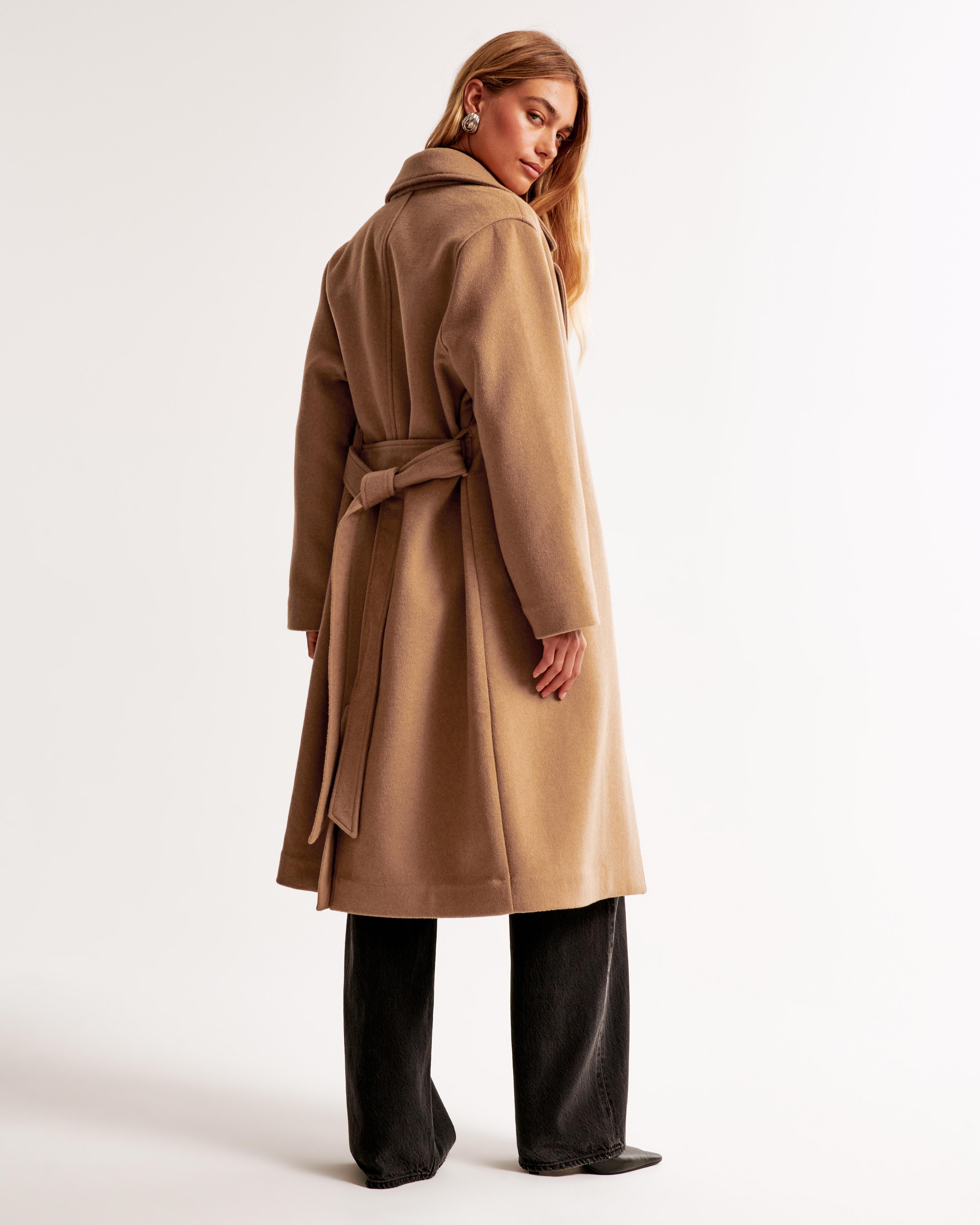 Double-Cloth Belted Wool-Blend Coat Product Image