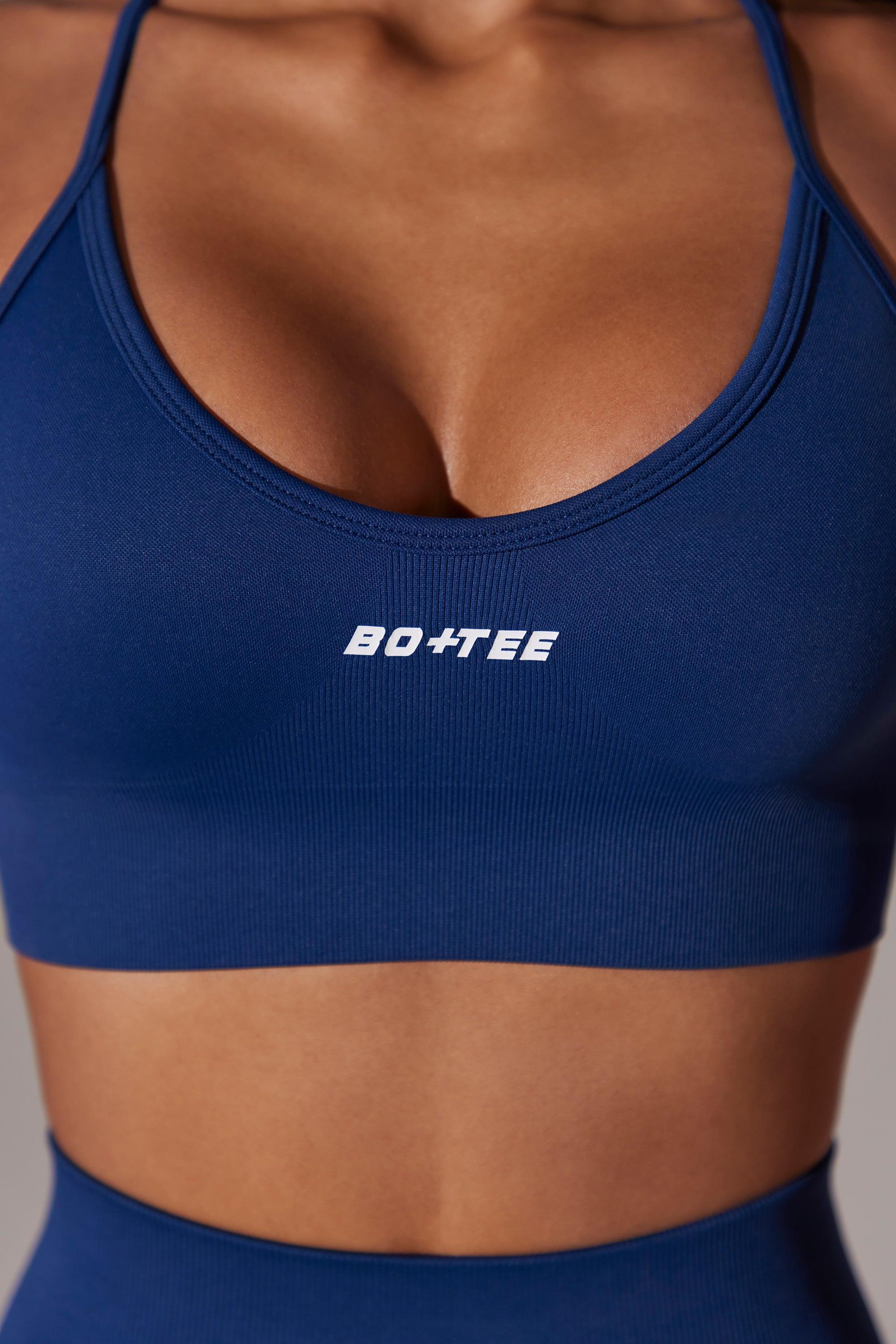 Scoop Neck Multi Strap Sports Bra in Navy Product Image