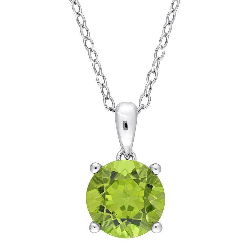 Stella Grace Sterling Silver & Gemstone Round Stud Pendant Necklace, Womens Peridot Product Image