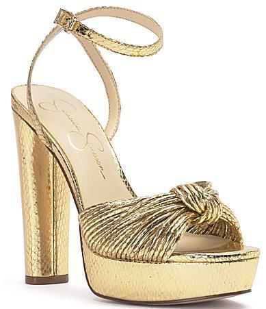 Jessica Simpson Immie Ankle Strap Embossed Platform Dress Sandals Product Image