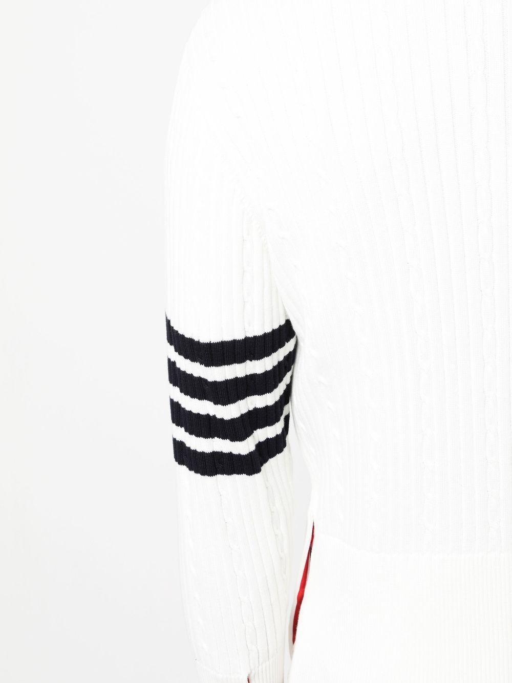 THOM BROWNE 4-bar Stripe Cable-knit Cardigan In White Product Image