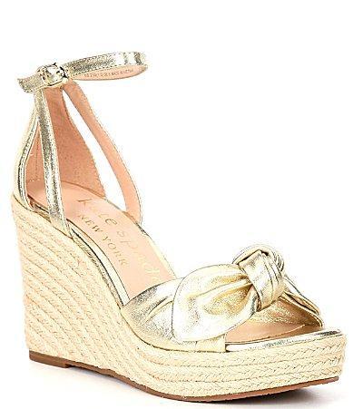 kate spade new york Tianna Metallic Leather Bow Platform Wedge Espadrille Sandals Product Image