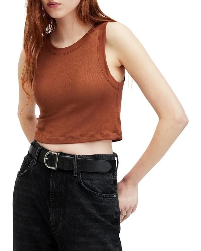 AllSaints Rina Cropped Tank (Brunette ) Women's Clothing Product Image