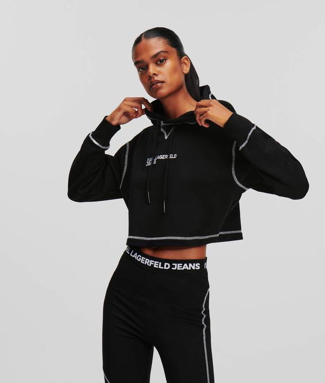 KLJ CONTRAST STITCH CROPPED HOODIE Product Image