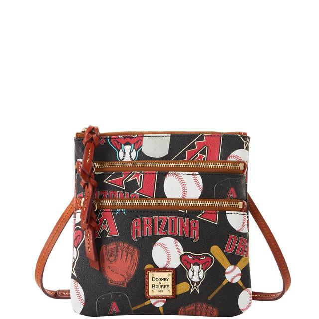 Dooney & Bourke Womens MLB Diamondbacks North South Triple Zip Crossbody Coated Cotton Shoulder Bag in Black Product Image