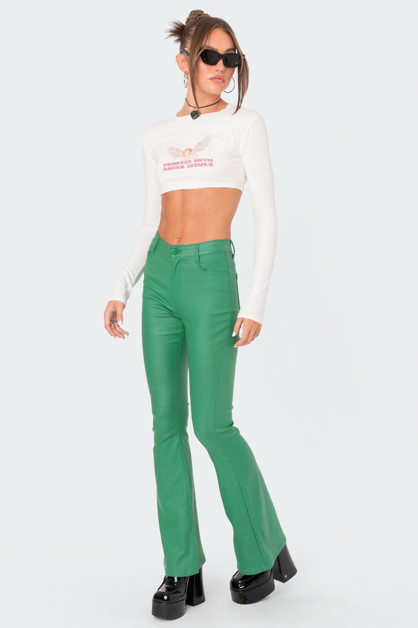 Luna Faux Leather Flare Jeans Product Image