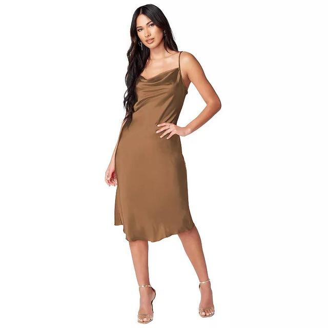 Womens bebe Satin Midi Slip Dress Product Image