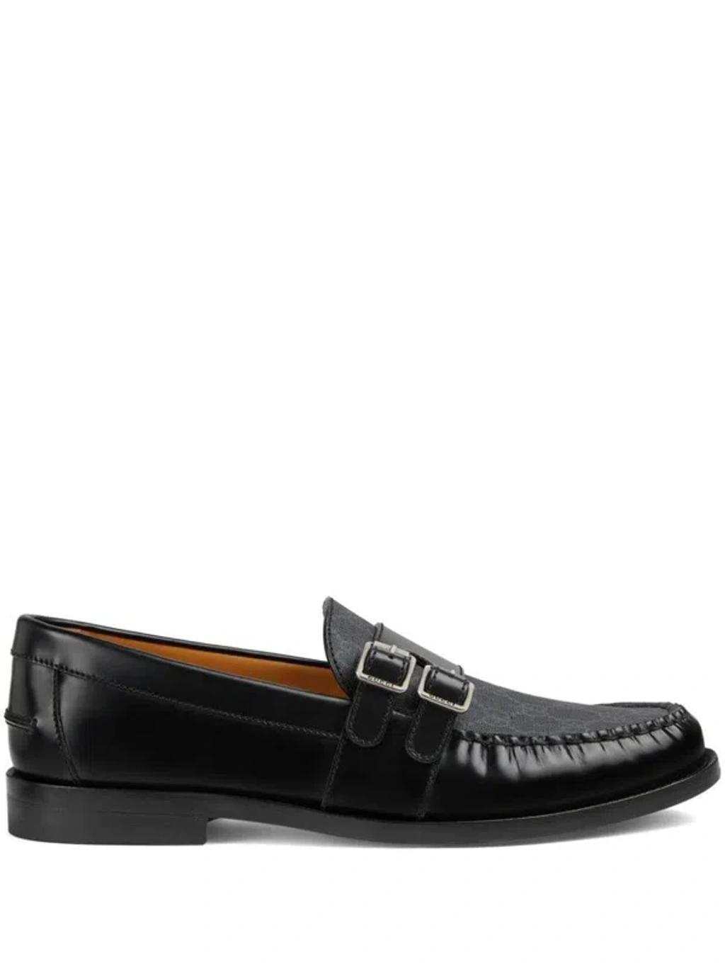 GUCCI Gg-canvas Buckle Loafers In Black Product Image