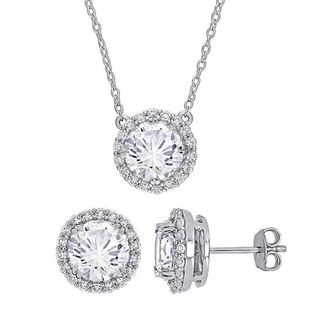 Stella Grace Sterling Silver Lab-Created White Sapphire Pendant & Earrings Set, Womens Product Image