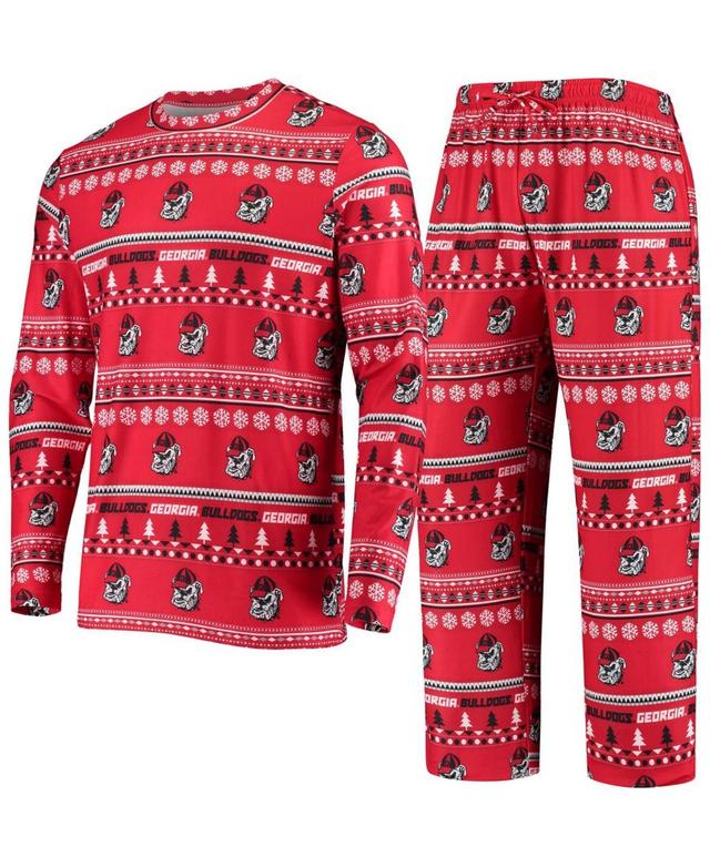 Mens Concepts Sport Red Georgia Bulldogs Ugly Sweater Knit Long Sleeve Top and Pant Set Product Image