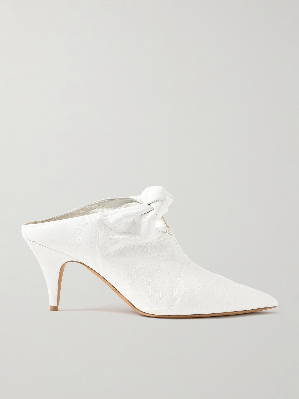 Rowan Knotted Leather Mules In White Product Image