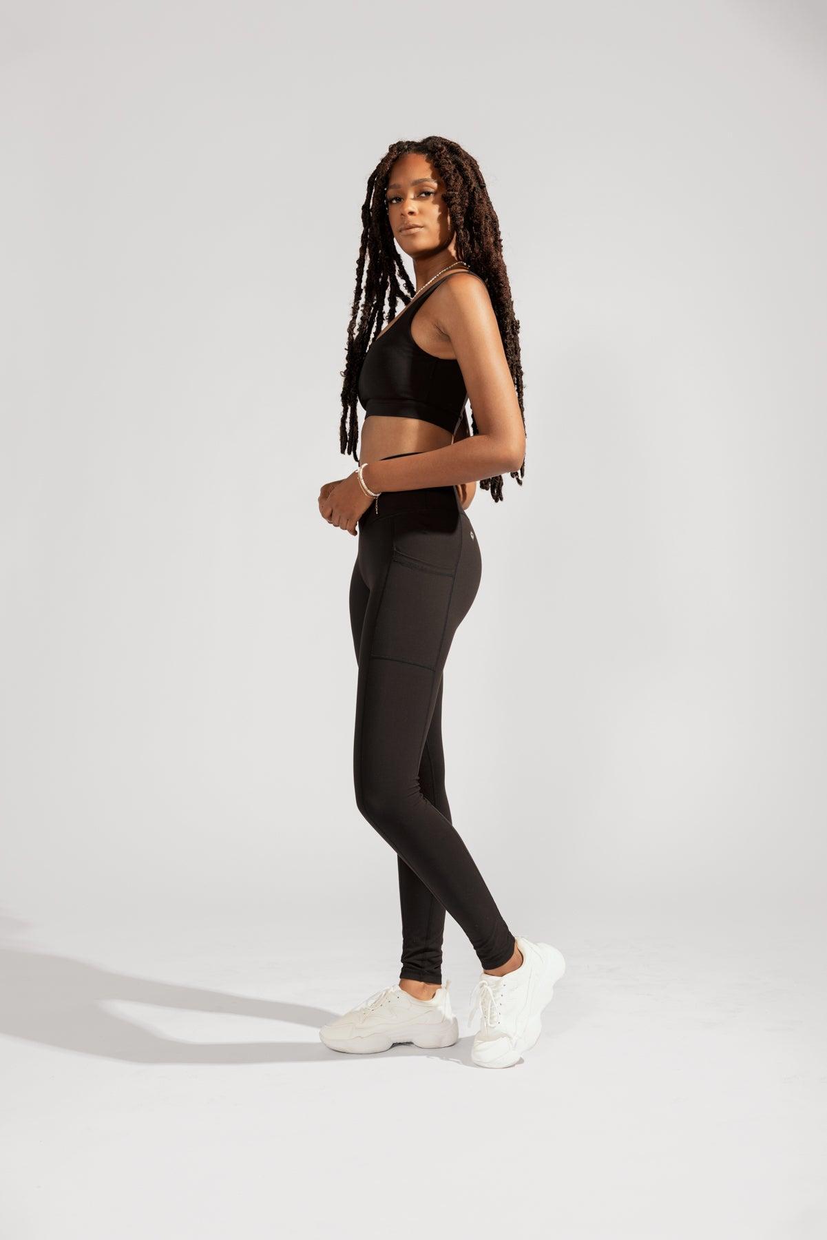 Crisscross Hourglass® Legging with Pockets (Soft Touch) - Black / 25" Product Image