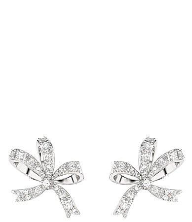 Womens Volta Rhodium-Plated & Crystal Bow Stud Earrings Product Image