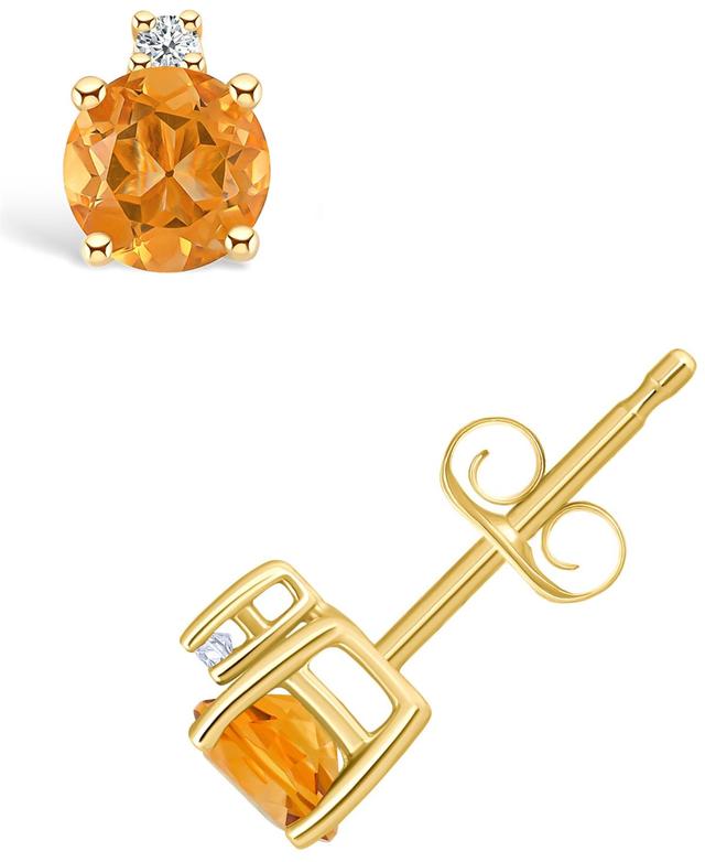 Citrine (1/2 ct. t.w.) and Diamond Accent Stud Earrings in 14K Yellow Gold Product Image