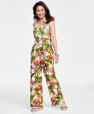 Women's High-Rise Tropical-Print Pants, Created for Macy's Product Image