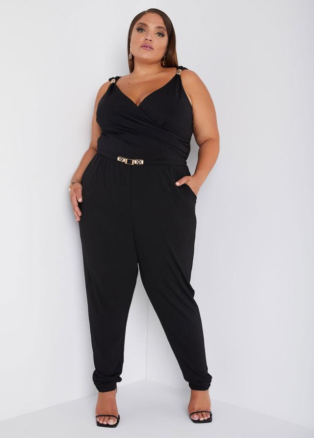 Plus Size Embellished Tapered Jumpsuit Ashley Stewart Product Image