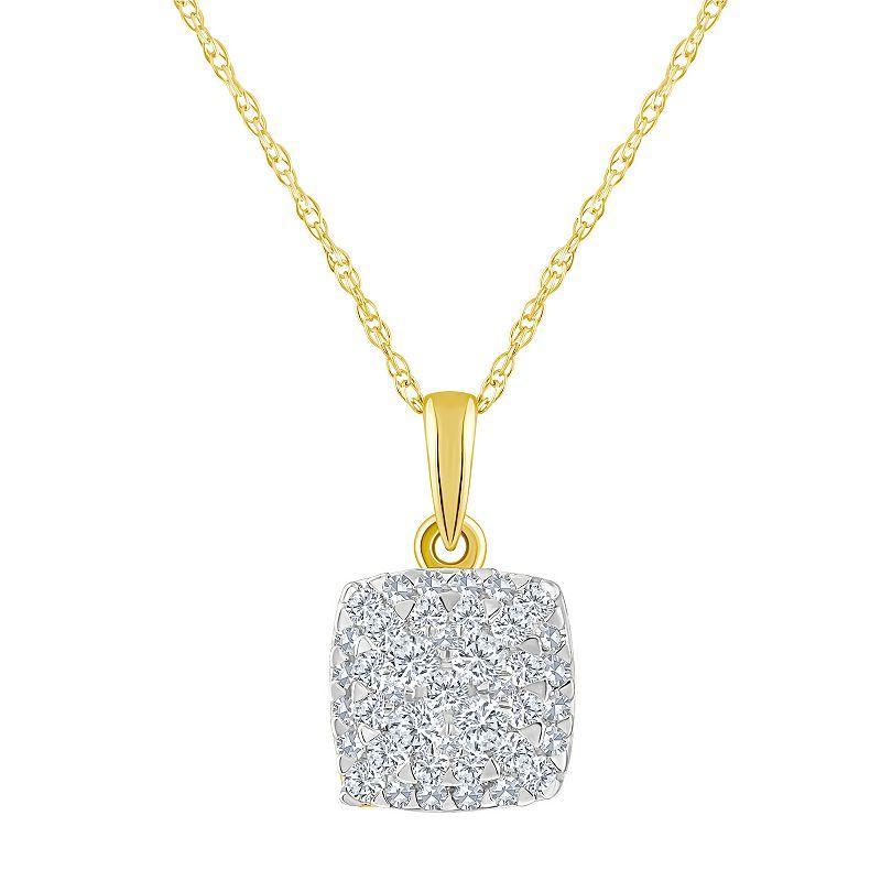 Celebration Gems 14k Gold 1/4 Carat T.W. Diamond Cushion Cluster Pendant Necklace, Womens White Product Image