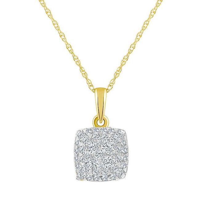 Celebration Gems 14k Gold 1/4 Carat T.W. Diamond Cushion Cluster Pendant Necklace, Womens 14k White Gold Product Image