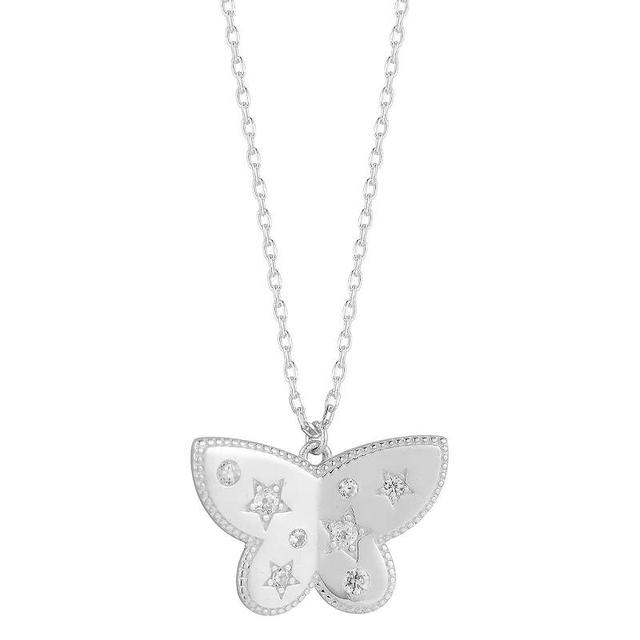 Sunkissed Sterling 14k Gold Over Silver Cubic Zirconia Butterfly Necklace, Womens Silver Tone Product Image