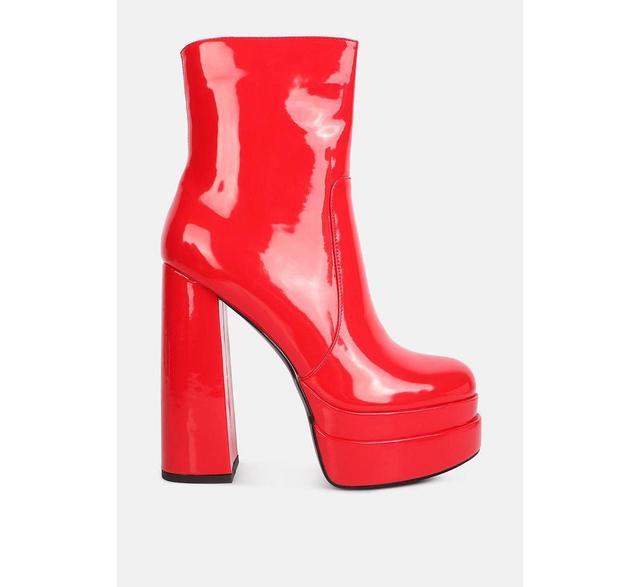 Womens bander patent pu high heel platform ankle boots Product Image